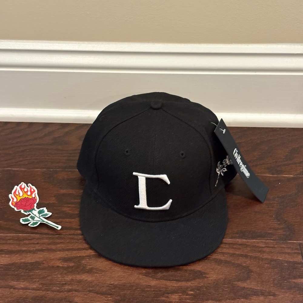 NEW Civil Regime Black Classic Fitted Hat Baseball Cap Size 7 1/8 Brand New NWT